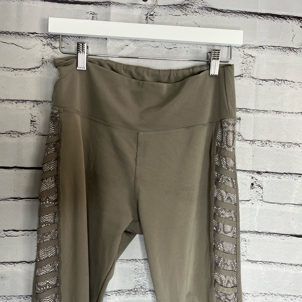 BSP Tan Ribbed Leggings Size L High-Waisted Stretchy Activewear Yoga Athletic - Picture 5 of 13